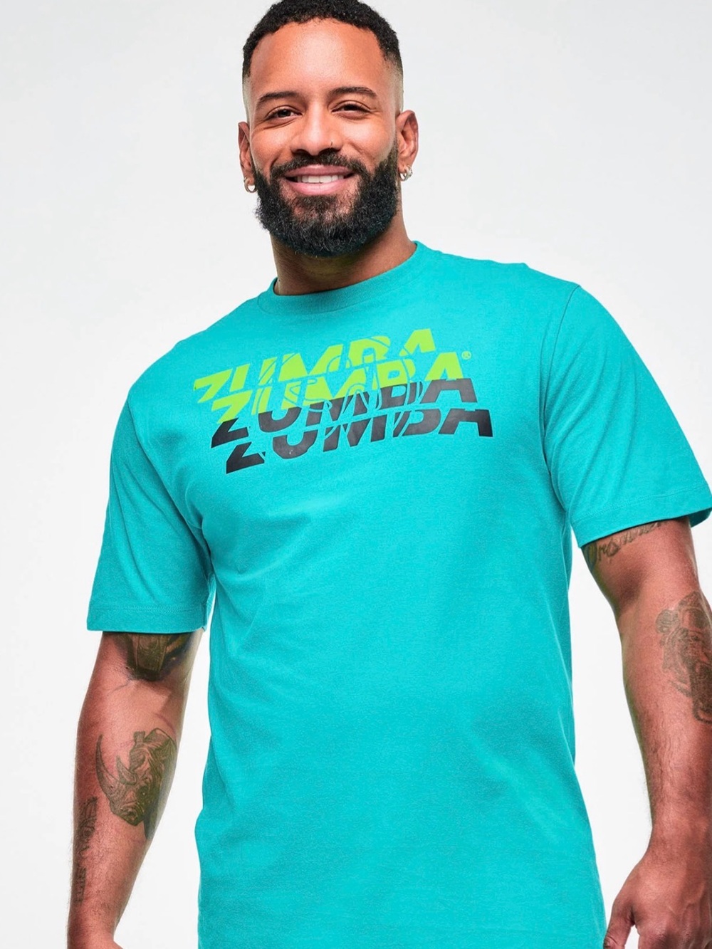 Zumba Fitness Men’s Teal Short-Sleeve Graphic logo